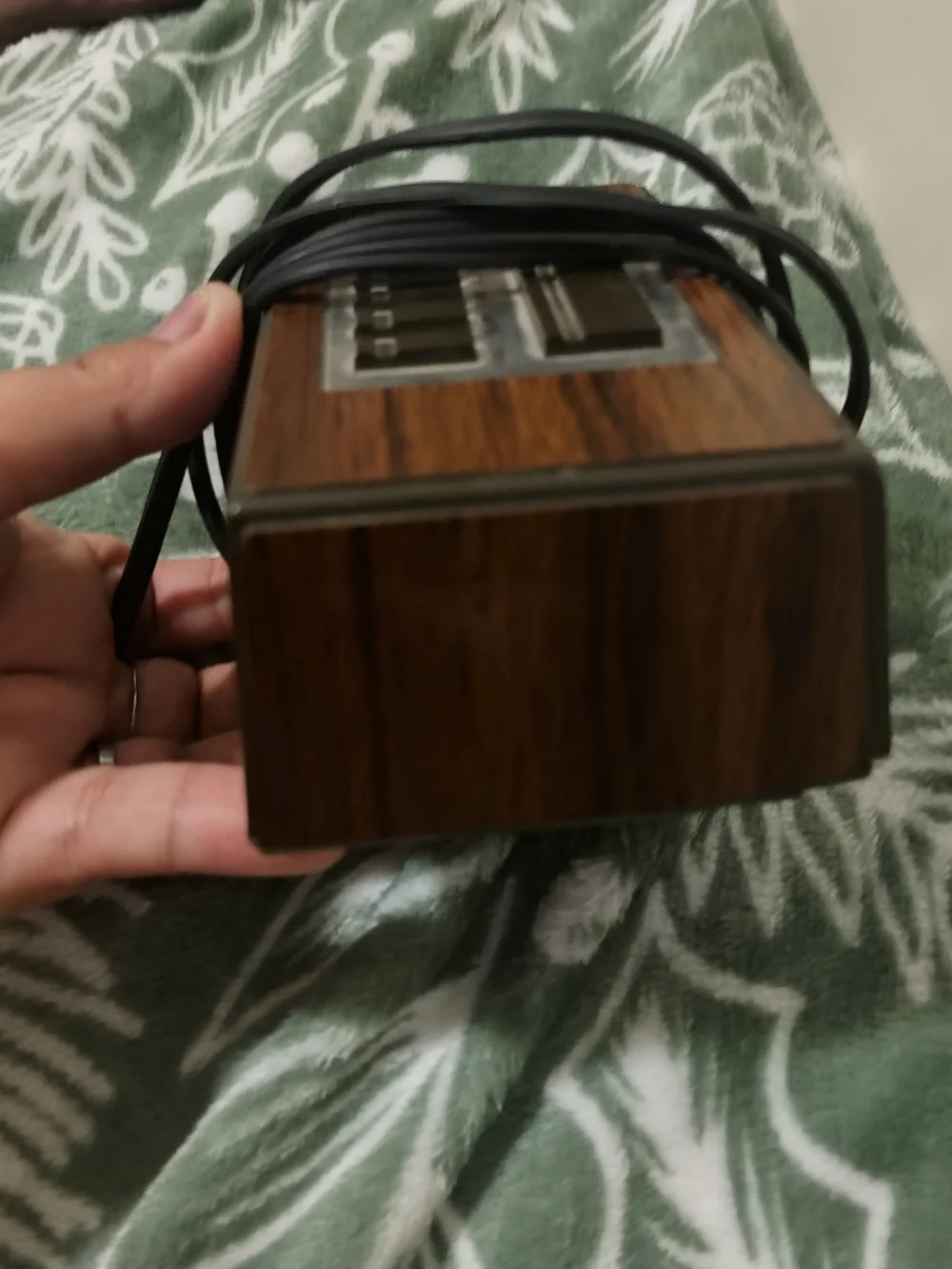 Westclox Vintage Digital Alarm Clock - Woodgrain & White with Red LED